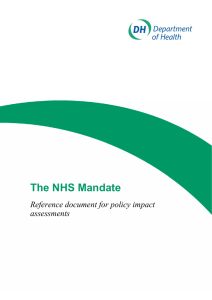 Reference document for policy impact assessments