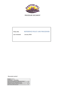 PROCEDURE DOCUMENT REFERENCE POLICY AND