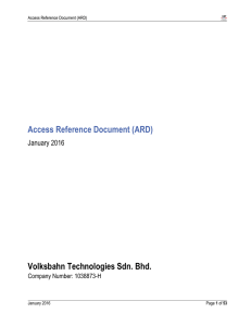 Access Reference Document (ARD) Volksbahn Technologies Sdn