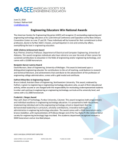 Engineering Educators Win National Awards