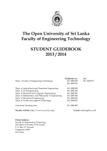 The Open University of Sri Lanka Faculty of Engineering Technology