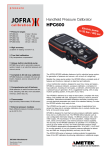 Ametek HPC600 Pressure Calibrator Datasheet PDF