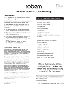MP/MTFL LIGHT FIXTURE (Dimming) Do not throw away Carton