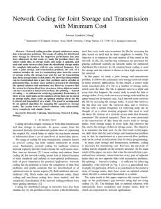 Network Coding for Joint Storage and Transmission with Minimum