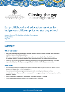 Early childhood and education services for Indigenous children prior