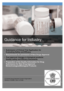 CDSCO - Guidance for Industry - Central Drugs Standard Control