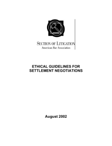 Ethical Guidelines for Settlement Negotiations