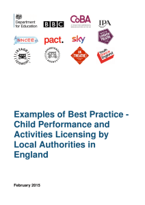 Examples of Best Practice - Child Performance and Activities