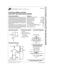 LF412 Low Offset, Low Drift Dual JFET Input Operational Amplifier