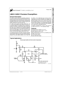 LM221/LM321 Precision Preamplifiers
