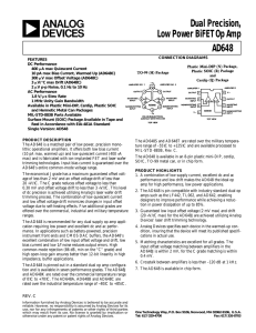 AD648 Dual Precision, Low Power BiFET Op Amp