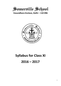 Syllabus for Class XI 2016 – 2017