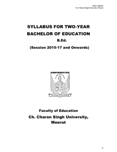 SYLLABUS FOR TWO-YEAR BACHELOR OF EDUCATION