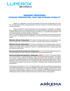 Arkema Inc. - Organic Peroxides Storage Temperature, SADT, and