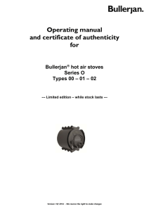 Operating manual and certificate of authenticity for