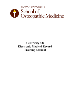 Centricity 9.8 Electronic Medical Record Training Manual