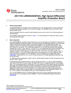 LMH6552SDEVAL High Speed Differential Amplifier Evaluation Board