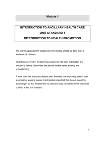 Module 1 INTRODUCTION TO ANCILLARY HEALTH CARE UNIT