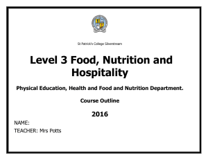 Level 3 Food, Nutrition and Hospitality