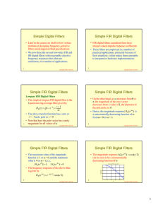 Simple Digital Filters Simple FIR Digital Filters