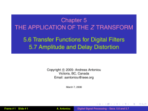 Transfer functions for Digital Filters