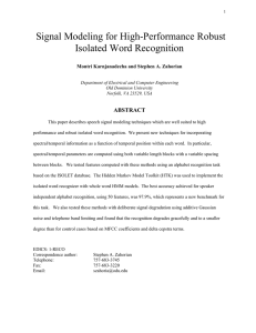 Signal Modeling for High-Performance Isolated Word Recognition