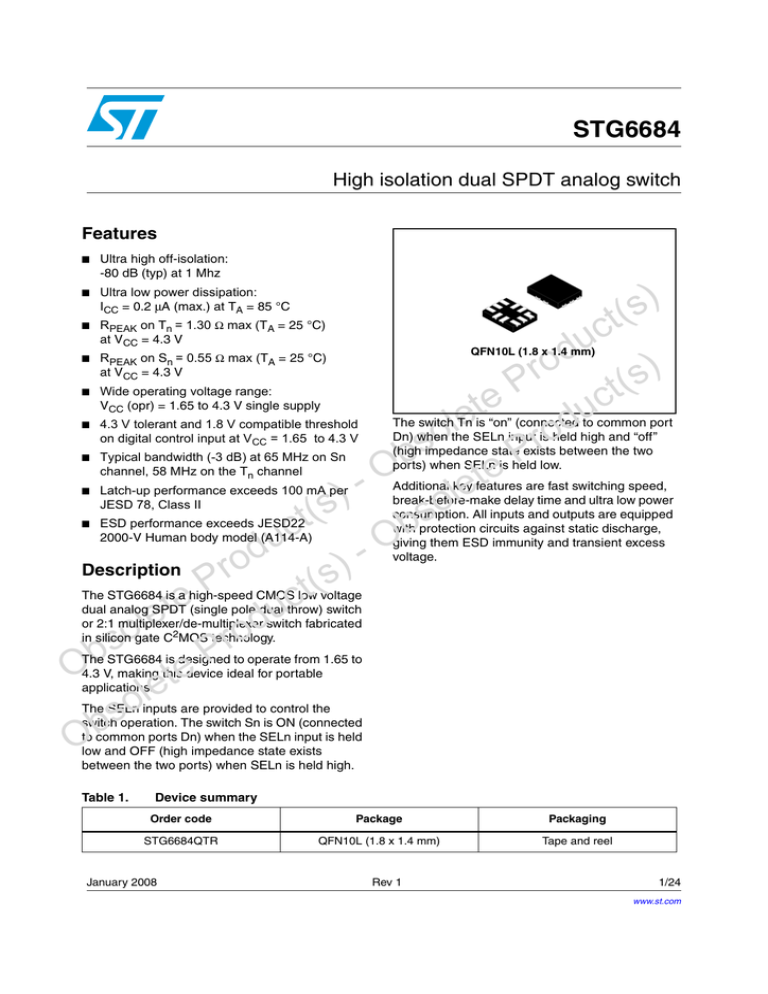 High isolation dual SPDT analog switch