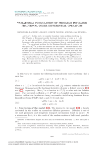Variational formulation of problems involving fractional order