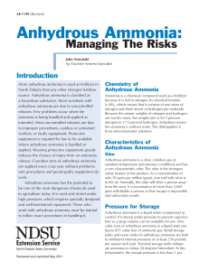 Anhydrous Ammonia - Managing the Risks