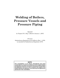 Welding of Boilers, Pressure Vessels and Pressure Piping (Repealed)