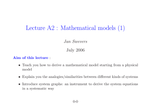 Lecture A2 : Mathematical models (1)