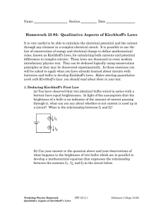 Homework 23 #2: Qualitative Aspects of Kirchhoff`s Laws