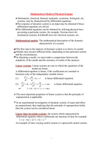 Mathematical Model of Physical Systems Mechanical, electrical