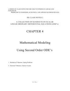 CHAPTER 4 Mathematical Modeling Using Second Order ODE`s