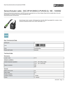 Sensor/Actuator cable - SAC-5P-M12MS/0,3-PUR/AD