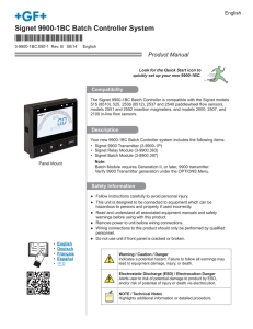 GF Signet 9900 Batch Controller Manual