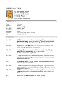 Curriculum Vitae - Integrated Research Centre for Photonic