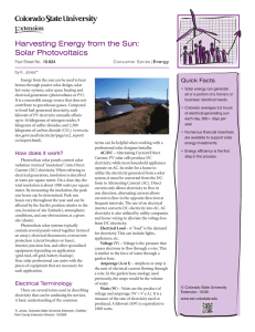 Harvesting Energy from the Sun: Solar Photovoltaics
