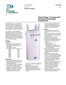 Three Phase “T-connected” Overhead Distribution Transformer