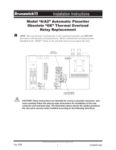 Model “A/A2” Automatic Pinsetter Obsolete “GE” Thermal Overload