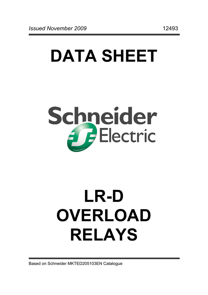 Schneider Overload Relay Range Selection Chart