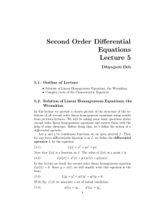 Second Order Differential Equations Lecture 5