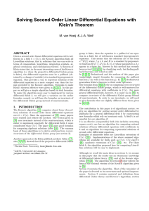 Solving Second Order Linear Differential Equations with Klein`s