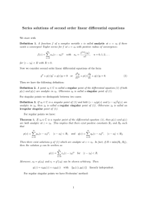 Series solutions of second order linear differential equations