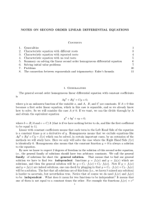 NOTES ON SECOND ORDER LINEAR DIFFERENTIAL