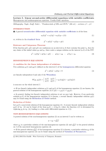 Linear second-order differential equations with variable coefficients.