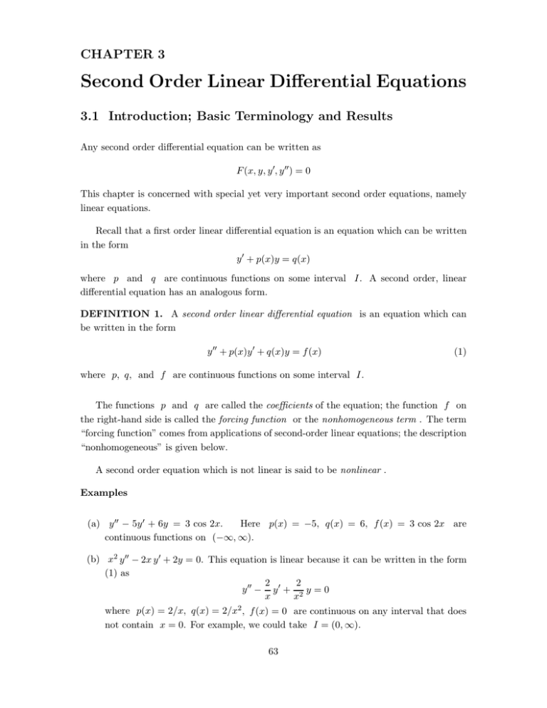 Second Order Linear Differential Equations 3124
