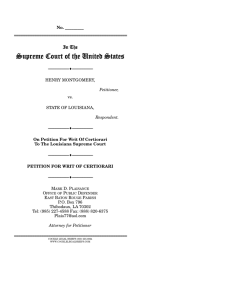 Petition for Writ of Certiorari in Montgomery v. Louisiana