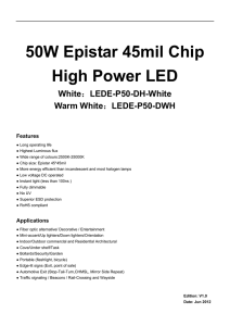 50W Epistar 45mil Chip High Power LED White