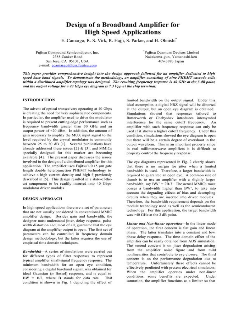 Design Of A Broadband Amplifier For High Speed